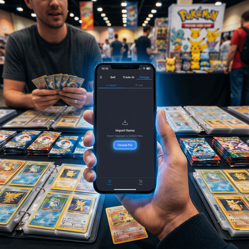 PokeSwift web dashboard showing imported TCGplayer and Collectr transaction history